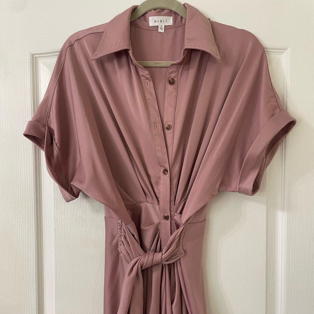 MARBLE Dusty Rose Button-Front Shirt Dress